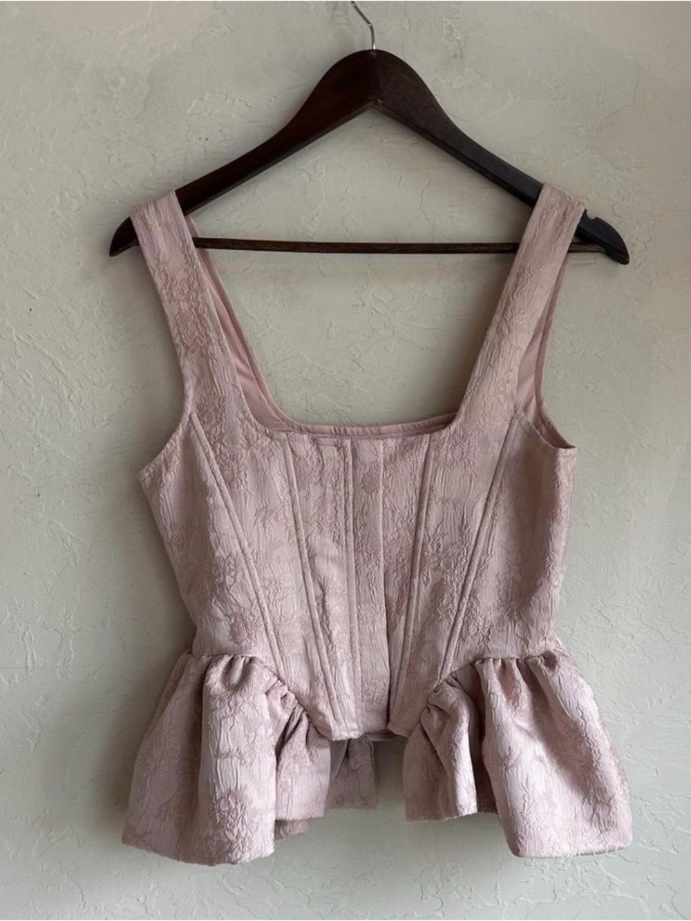 Siempre X Anthropologie Corset Side Peplum Top